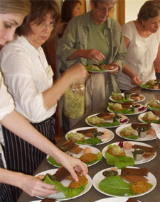 Plating food at the end of class